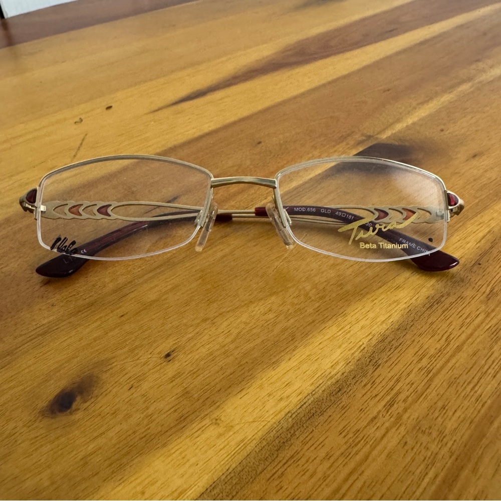 Tura beta titanium mod656 gold full rim‎ wire eyeglasses 49 18 130